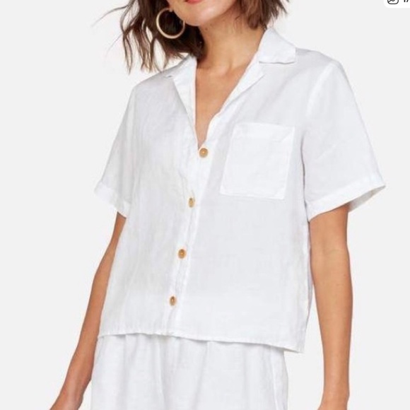MATE the Label Tops - Mate the Label Logan linen shirt Bright White Classic Button Down Medium